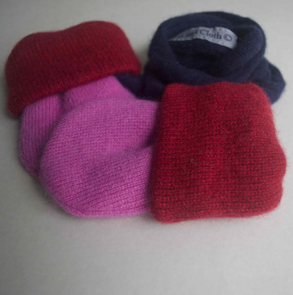 Cashmere Mittens - Wine/Carib pink/Navy