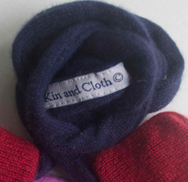 Cashmere Mittens - Wine/Carib pink/Navy