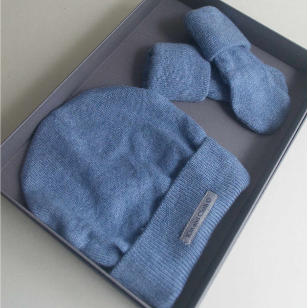 Cashmere Beanie Hat - Highland Blue