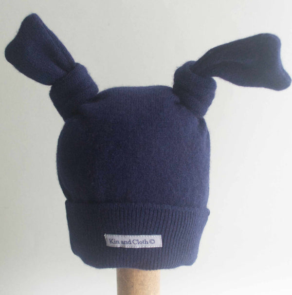 Cashmere Bunny Hat - Navy