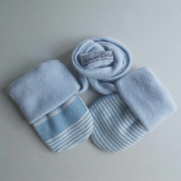 Cashmere Mittens - Med Sky Blue