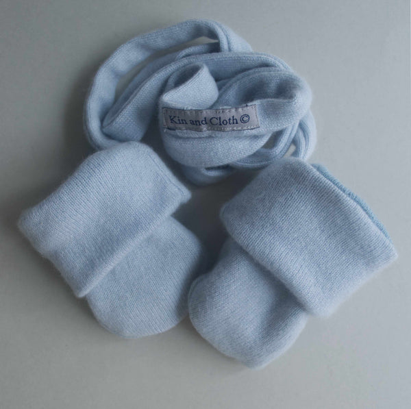 Cashmere Mittens - Med Sky Blue